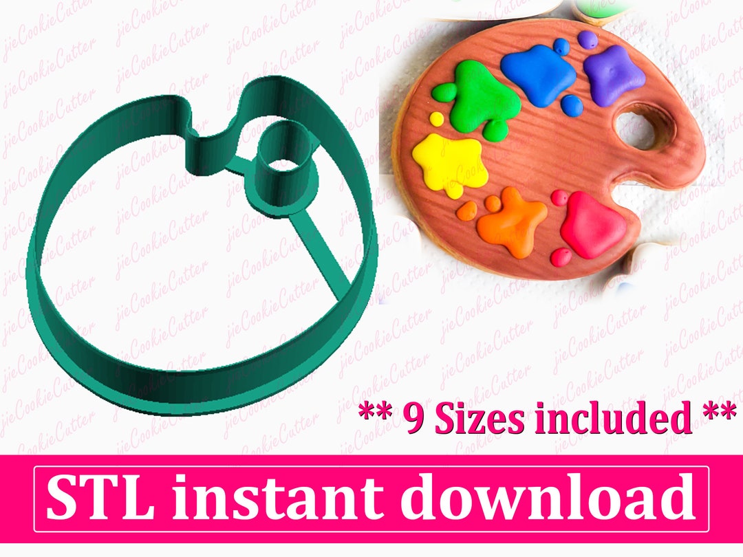 Paint Palette Cookie Cutter STL Instant Download, STL Cookie Cutter