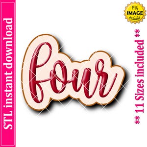 Hand Lettered Number Four Cookie Cutter STL File (Digital Download)