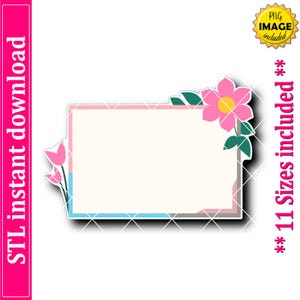 Arquivo STL para Cortador de Biscoitos com Placa Retangular Floral, 11 Tamanhos (Download Digital)