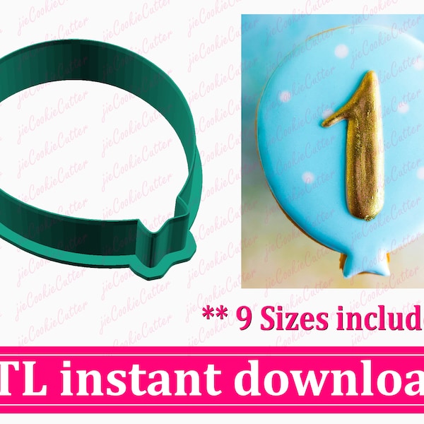 Balloon Cookie Cutter STL File Instant Download, STL Cookie Cutter File