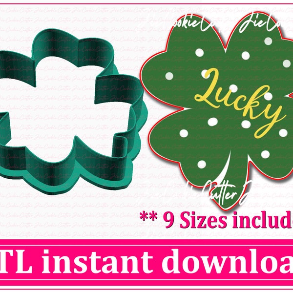 St Patrick's Day Shamrock Cookie Cutter STL File Instant Download, STL Cookie Cutter File