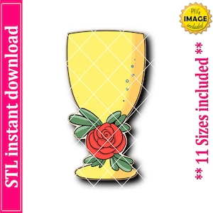 Floral Wine Glass Cookie Cutter STL File Instant Download, STL Cookie Cutter File
