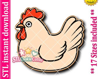 Sitting Chicken Cookie Cutter STL File (Digital Download)