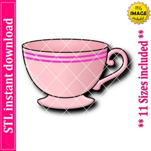 Tea Cup Cookie Cutter STL File, 11 Sizes (Digital Download)