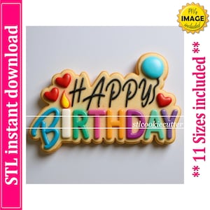 Happy Birthday Cookie Cutter STL File Instant Download, STL Cookie Cutter File