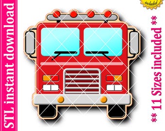 Cortador de galletas frontal de camión de bomberos (archivo STL, 11 tamaños) (descarga digital)