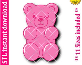 Gummy Bear Candy Cookie Cutter STL File, 11 Sizes (Digital Download)