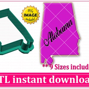 Alabama kaart Cookie Cutter STL-bestand direct downloaden, STL Cookie Cutter-bestand