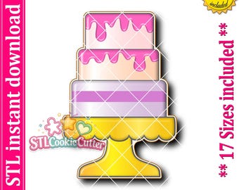 Three Tier Cake Cookie Cutter STL File (Digital Download)