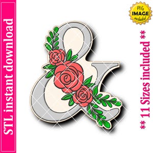 Floral Ampersand Cookie Cutter STL File Instant Download, STL Cookie Cutter File