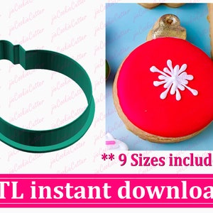 Descarga instantánea del archivo STL para cortador de galletas con forma de adorno navideño, archivo STL para cortador de galletas