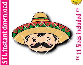 Mariachi Face Cookie Cutter STL File (Digital Download)