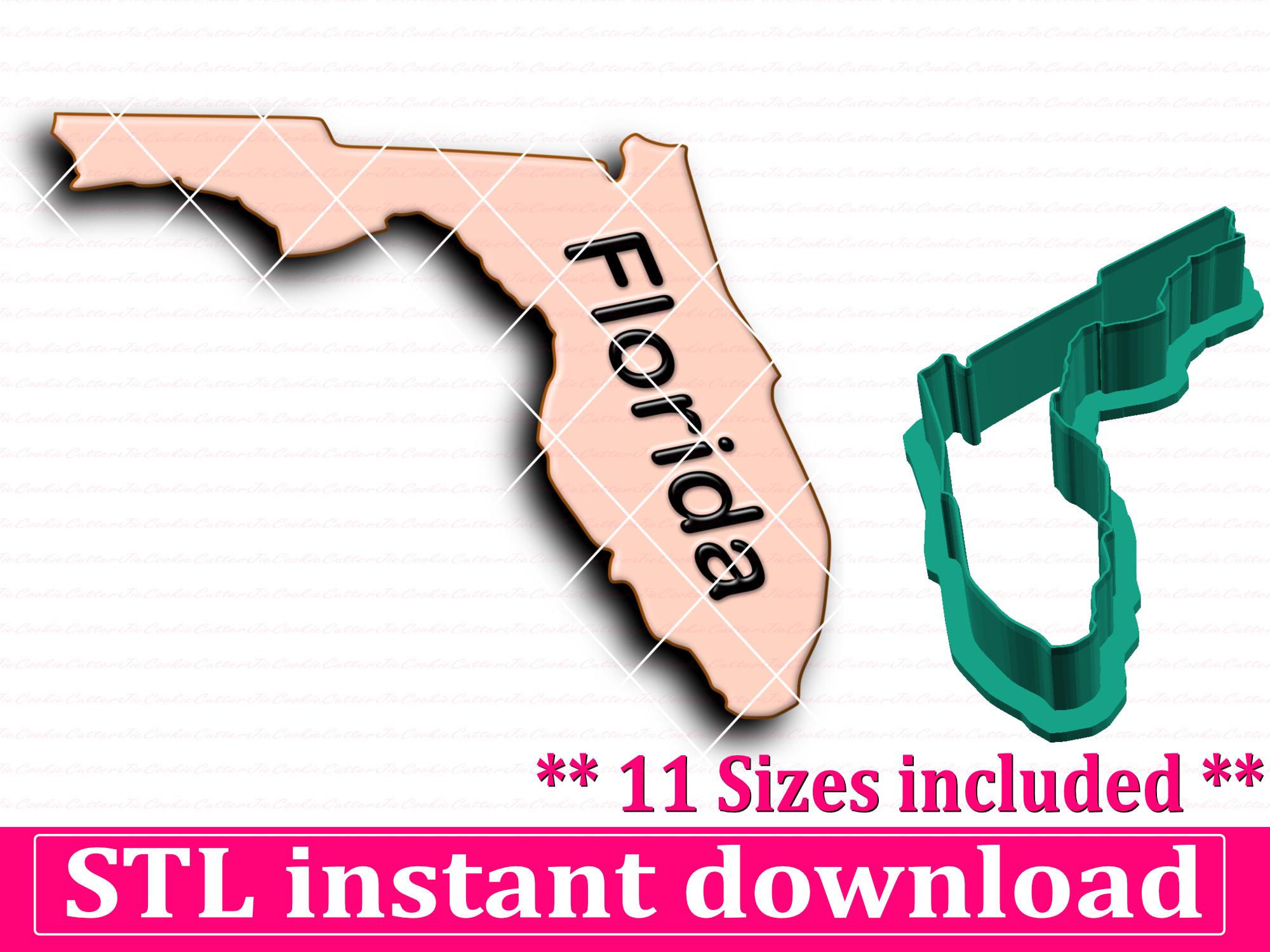 Florida Map Cookie Cutter STL File Instant Download, STL Cookie Cutter File