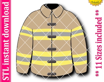 Cortador de galletas de chaqueta de bombero (archivo STL, 11 tamaños) (descarga digital)