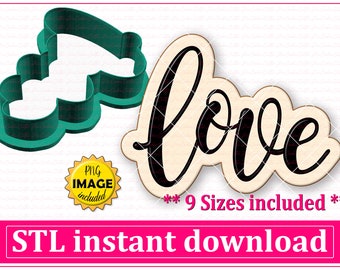 Lettered Love Cookie Cutter STL File Instant Download, STL Cookie Cutter File