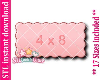 Wavy Rectangle Square Cookie Cutter STL File (Digital Download)