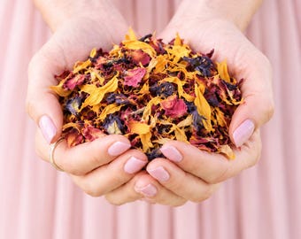 Biologiskt nedbrytbar bröllopskonfetti | Naturliga och vackra torkade blomkonfettiblad