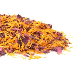 Mélange de confettis naturels 1L confettis de mariage confettis de vrais pétales confettis biodégradables allée fleurs séchées calendula rose, mélange n°04