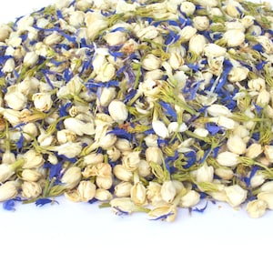 Mélange de confettis de mariage n° 12 Confettis naturels Confettis de vrais pétales Confettis biodégradables Fleurs séchées Bourgeons de jasmin Bleuet bleu 1L
