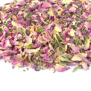 Mélange de confettis de mariage n° 11 Confettis naturels Confettis de vrais pétales Confettis biodégradables Fleurs séchées Rose Pétales de rose Lavande 1L