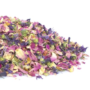 Mélange naturel pour confettis - 1 L de confettis de mariage, de vrais confettis de pétales de confettis biodégradables, de fleurs séchées, de pétales de rose roses, de mélange de mauve bleue n° 10