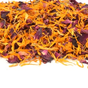 Mix di coriandoli per matrimonio n. 04 Coriandoli di petali veri naturali Coriandoli biodegradabili Fiori secchi per ragazze Rosa Calendula Bacio al tramonto 1L