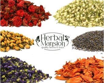 Organic Dried Edible Flowers 60Types - Botanicals Culinary Grade Petals Baking Tea Cake Decor Gin Tonic Wedding Confetti