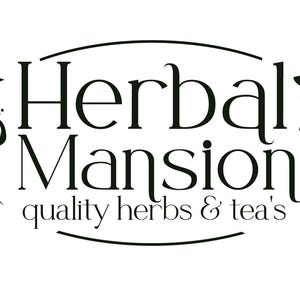 the logo for herdale mansion quality herbs and teas