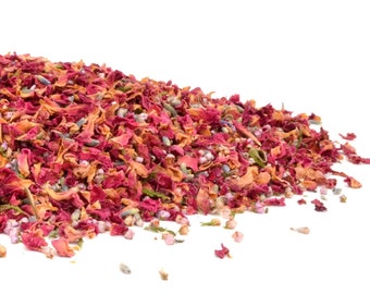 Natürlicher Konfetti Mix - 1L Natürlicher Hochzeitskonfetti Echtes Blütenblatt Konfetti Biologisch abbaubares Konfetti Getrocknete Blumen Rose Lavendel Heide Mix No.01