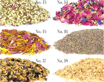 Confeti para bodas, 68 tipos / Mezcla de pétalos para niñas de las flores / Flores secas / Natural y biodegradable