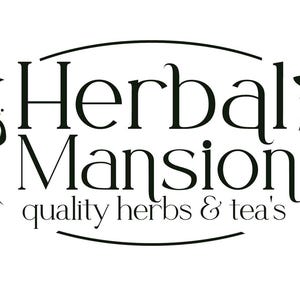 the logo for herdale mansion quality herbs and teas
