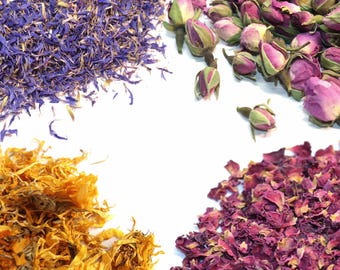 Edible Dried Flowers & Petals Assortment: Tea, Baking, Cake Decoration, Garnish
