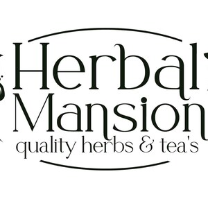the logo for herdale mansion quality herbs and teas