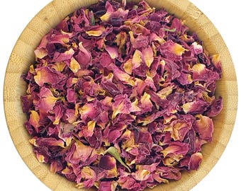 Bio Getrocknete Rosenblätter 5g - 100g Rose essbare Blüten Tee Gin Tonic Coctail Beilagen Tinktur Kuchen Hochzeit Konfetti