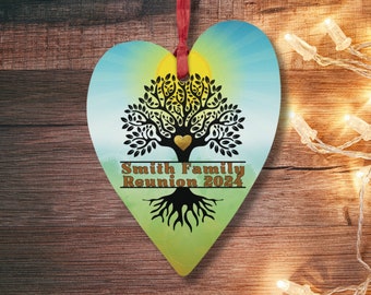 Personalized Family Reunion Ornament: Tree Silhouette Magnet, Car Charm
