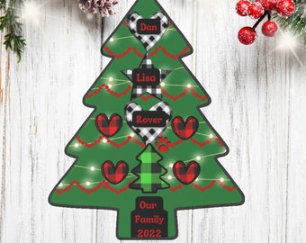 Family Christmas, Ornament, Personalized Family Ornament, Family Christmas Ornament, Family with Kids/Plaid Ornament, Team Ornament/Siblings