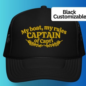 Gorra de capitán personalizada, gorra de camionero de moda para hombre, Rather Be On My Boat, regalo de capitán, capitán de pontón, gorra de camionero Otto bordada