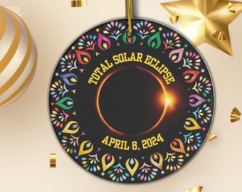 Eclipse Ornament, Total Solar Eclipse 2024, Solar Eclipse Gifts, Lunar Eclipse, April 8 2024, Astronomy Gifts, Boho Eclipse Party Favors