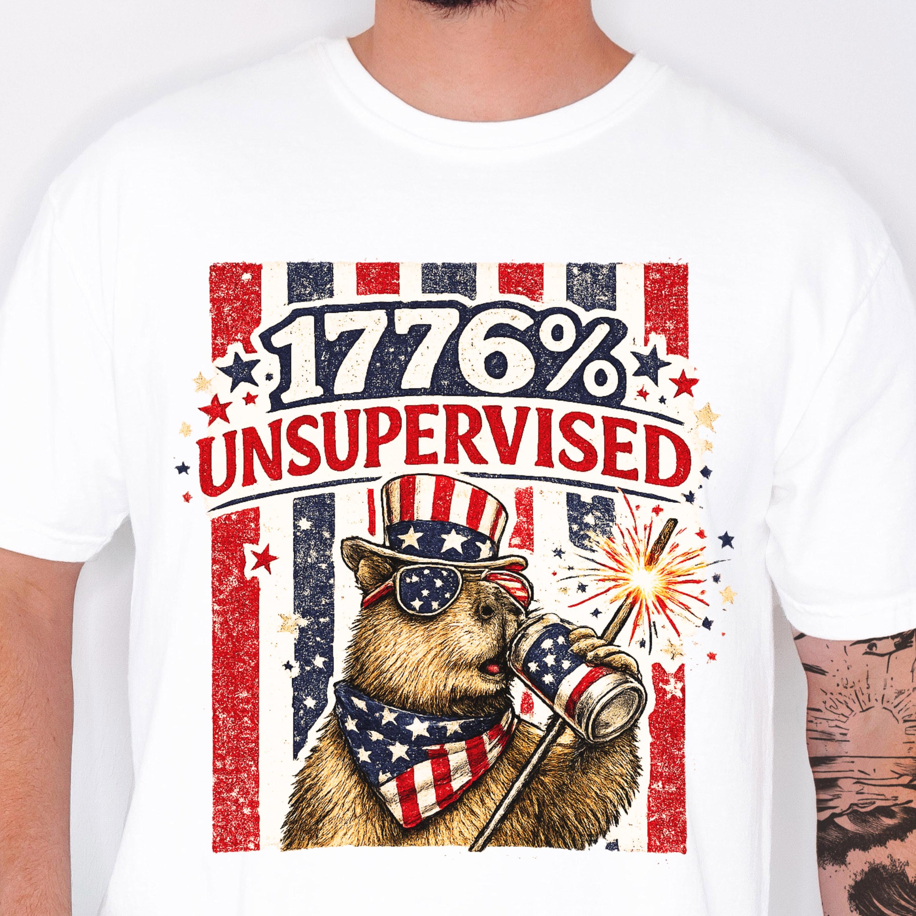 1776% Unsupervised Shirt, Funny 4th of July Capybara Tee, Patriotic ...