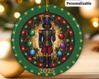 Personalized African American Nutcracker Ornament, Ethnic Multicultural Keepsake Gift, Nutcracker Xmas Tree Bauble