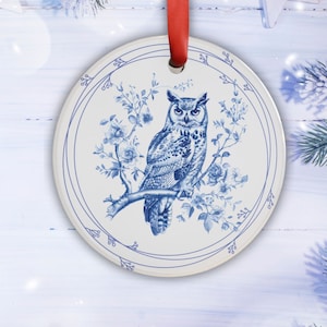 Blue Toile Owl Christmas Ornament Owl Gifts, Wise Owl, Owl Ornaments, Owl Forest, Owl Stuff, Owl Ornament Christmas, Woodland Ornaments Gift