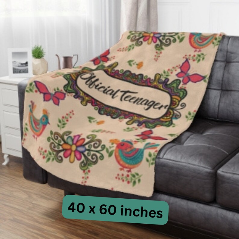 Teenager Girl Gifts Floral Blanket With Name, 50x60 Minky Blanket