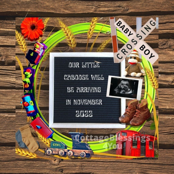 Rustic Digital Pregnancy Announcement Caboose Baby - Etsy