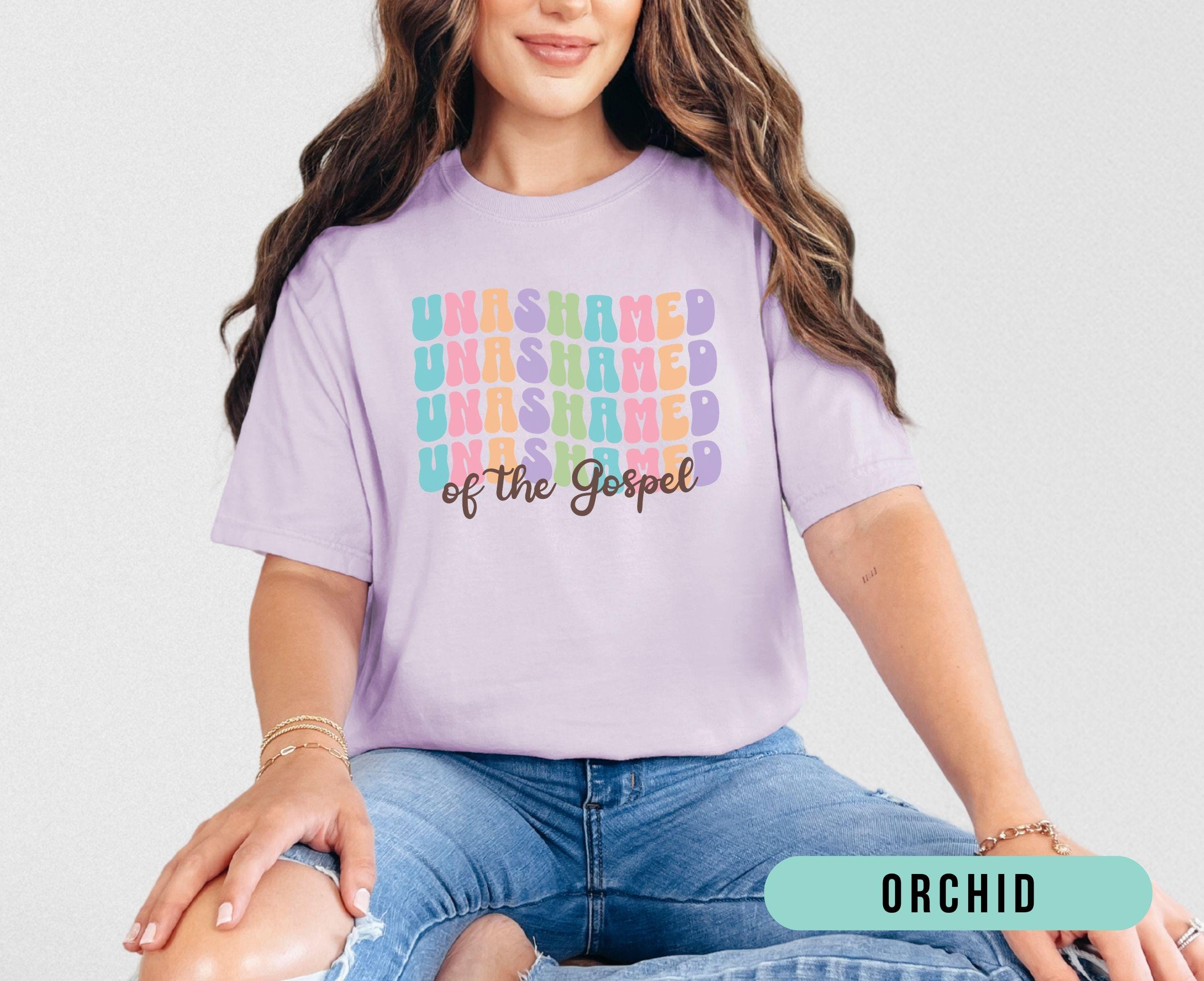 Retro Unashamed of the Gospel Christian Shirt, Trendy Comfort Colors Jesus Faith Tee, Cute Church Tshirt for Women, Gift for Christian Mom