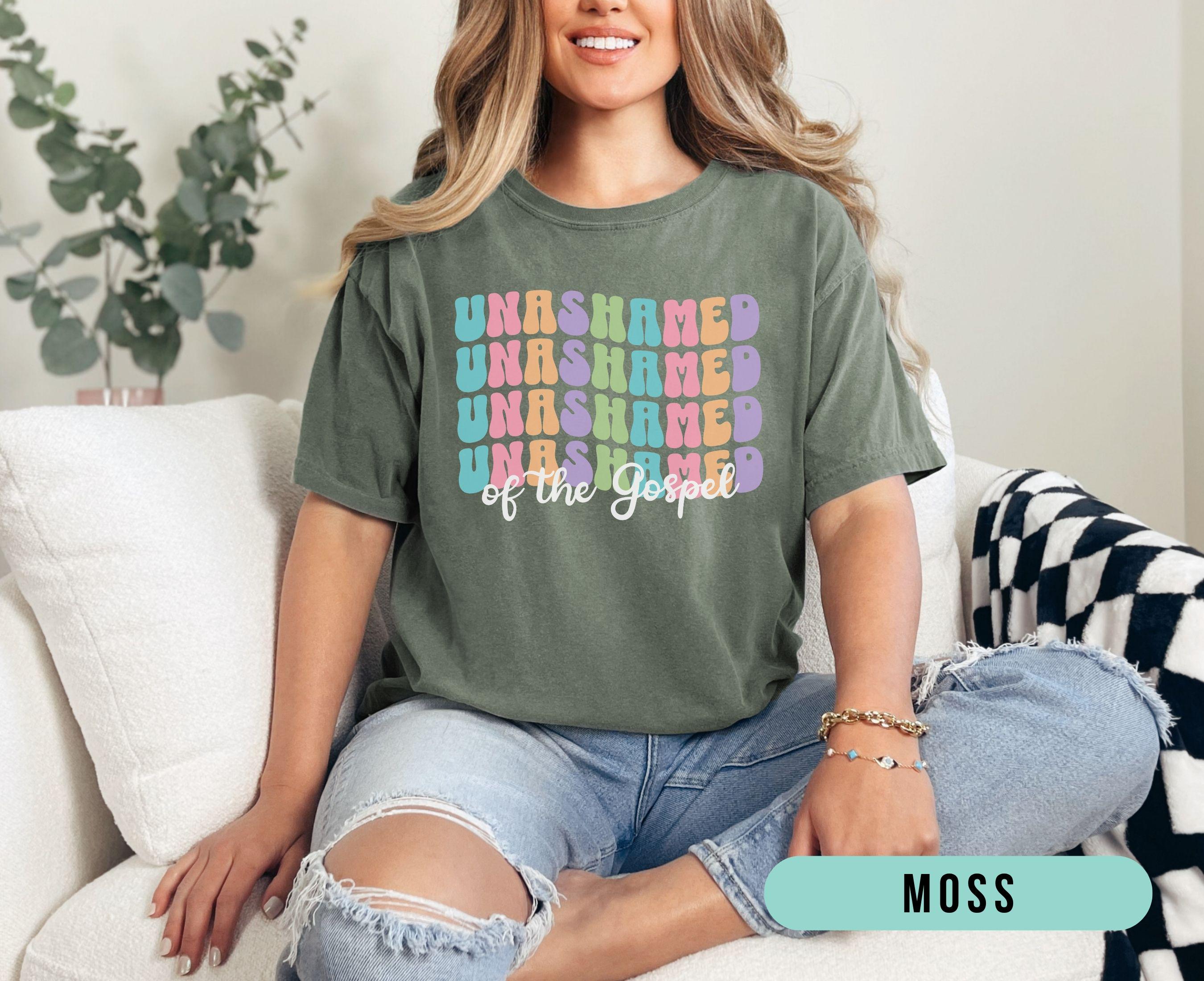 Retro Unashamed of the Gospel Christian Shirt, Trendy Comfort Colors Jesus Faith Tee, Cute Church Tshirt for Women, Gift for Christian Mom