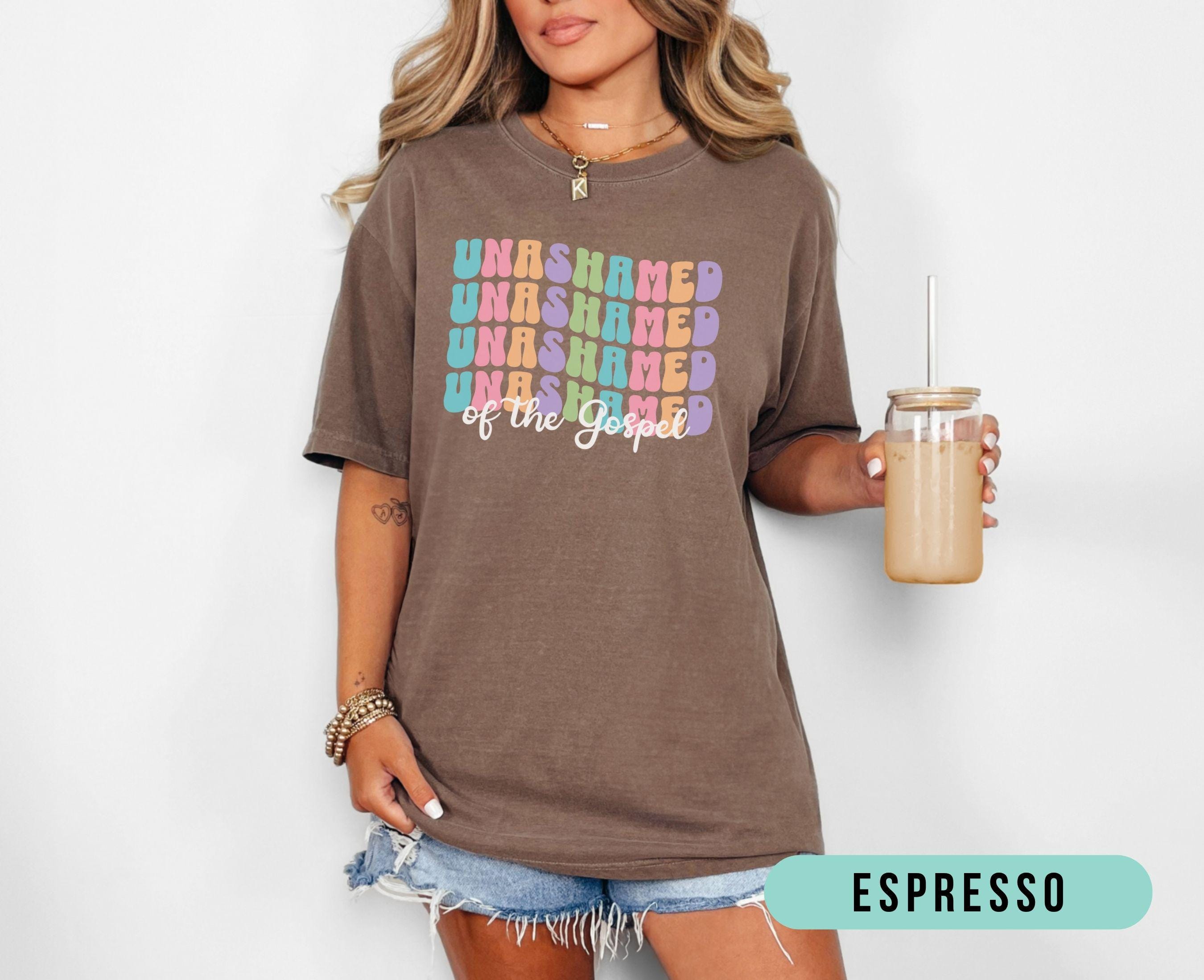 Retro Unashamed of the Gospel Christian Shirt, Trendy Comfort Colors Jesus Faith Tee, Cute Church Tshirt for Women, Gift for Christian Mom
