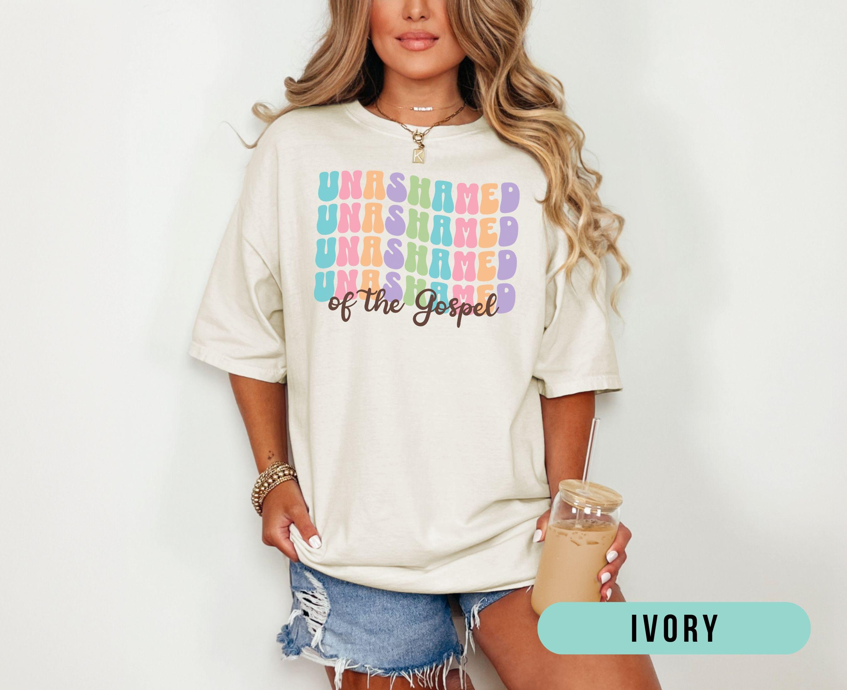 Retro Unashamed of the Gospel Christian Shirt, Trendy Comfort Colors Jesus Faith Tee, Cute Church Tshirt for Women, Gift for Christian Mom