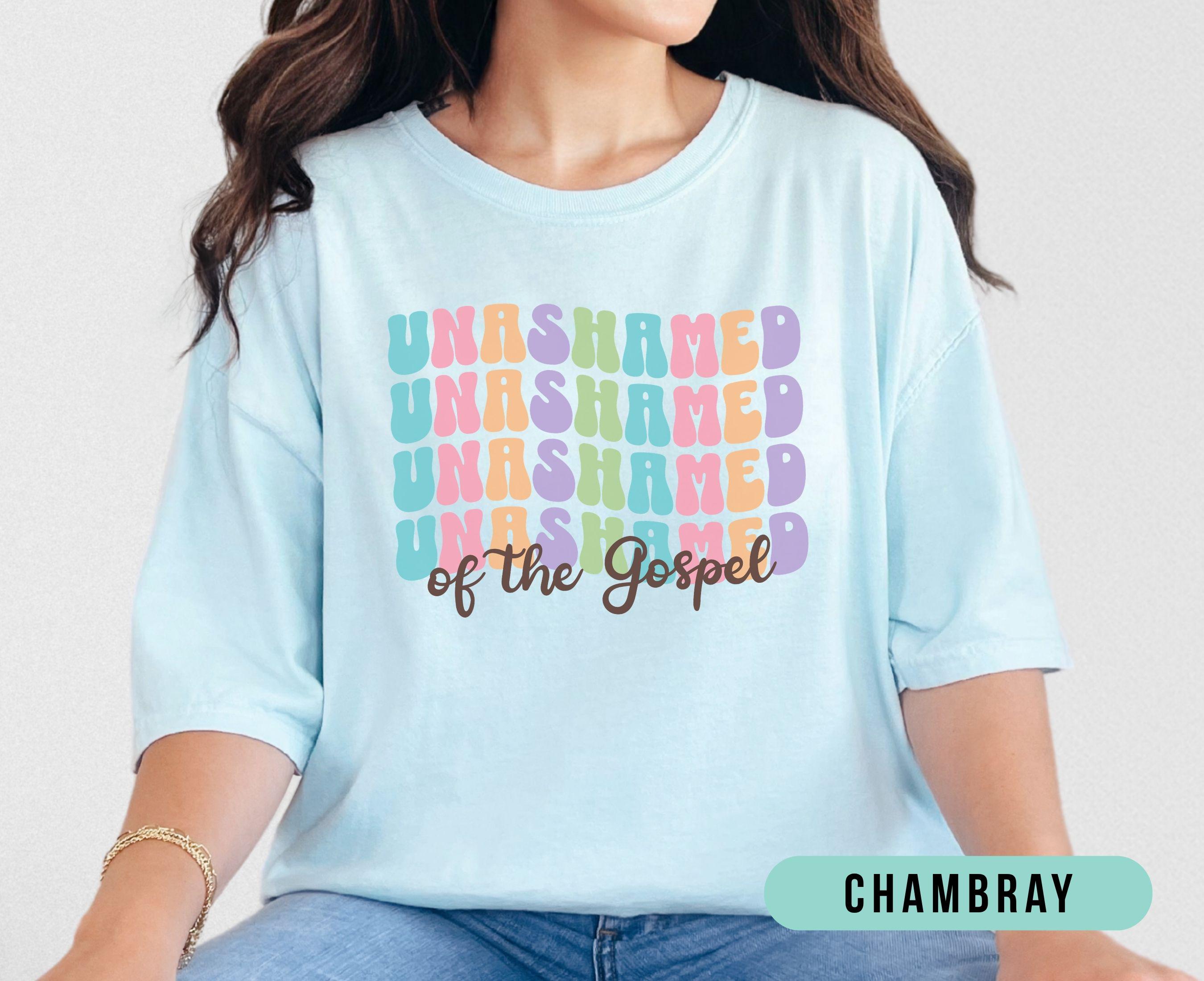 Retro Unashamed of the Gospel Christian Shirt, Trendy Comfort Colors Jesus Faith Tee, Cute Church Tshirt for Women, Gift for Christian Mom