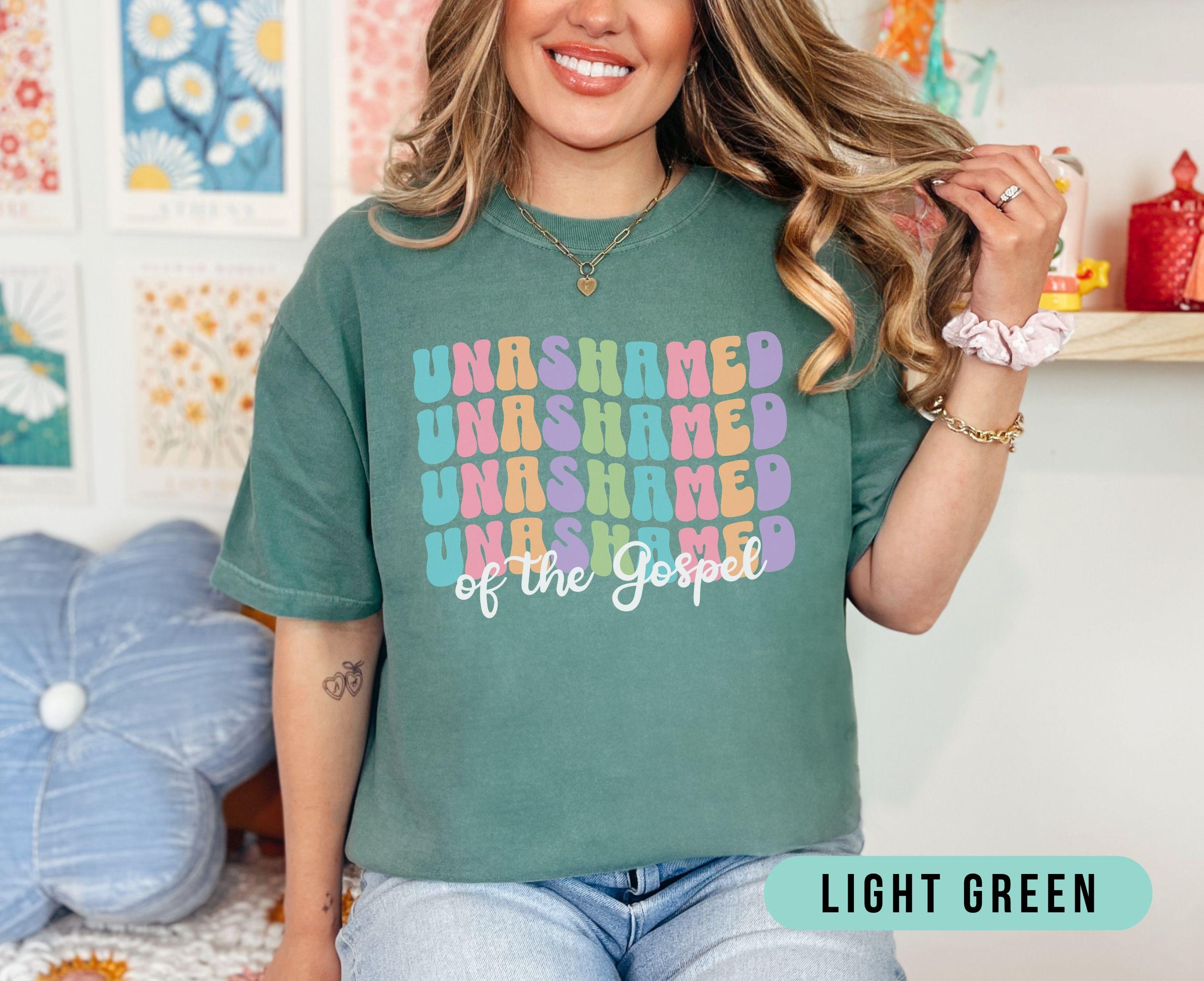 Retro Unashamed of the Gospel Christian Shirt, Trendy Comfort Colors Jesus Faith Tee, Cute Church Tshirt for Women, Gift for Christian Mom