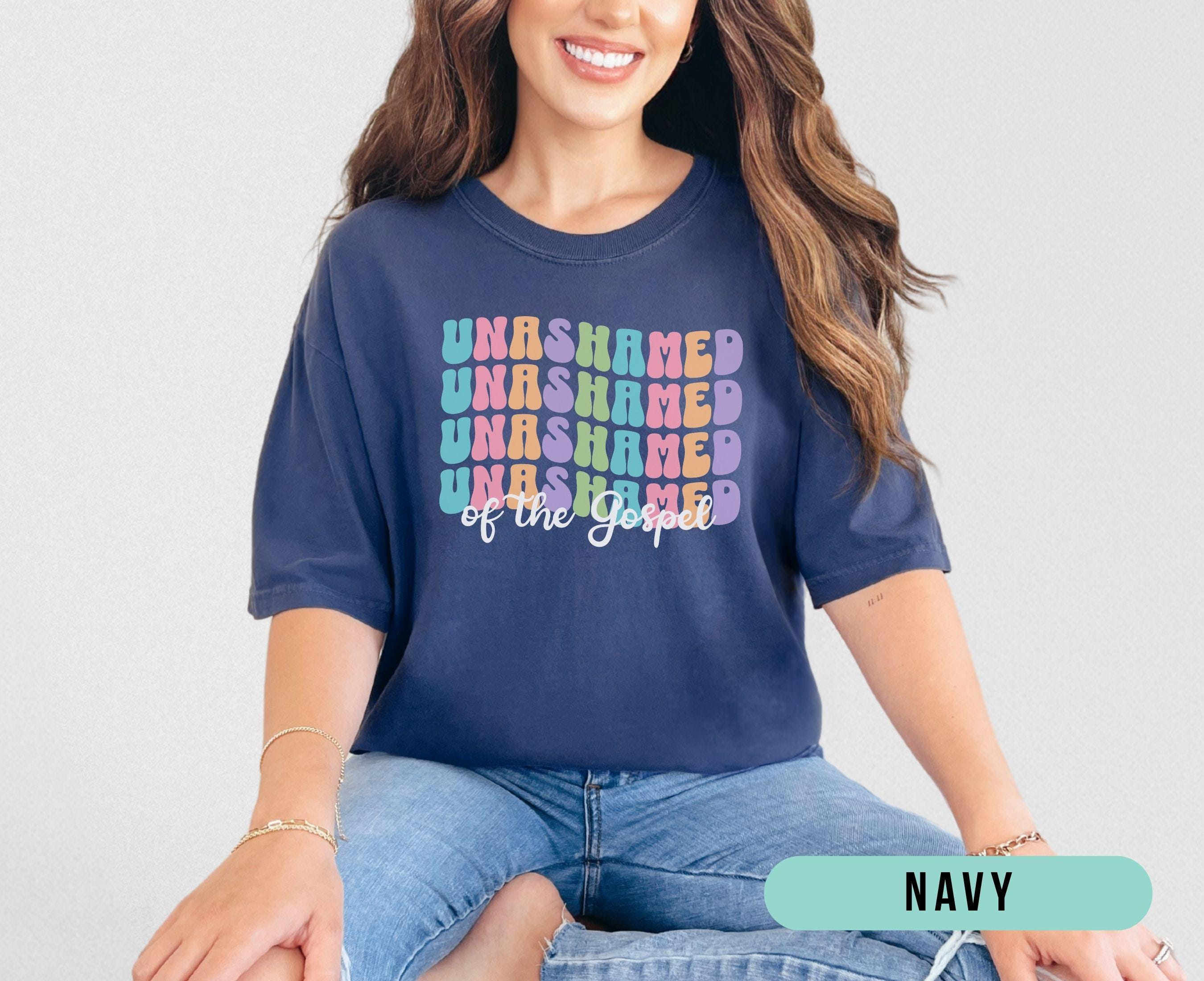 Retro Unashamed of the Gospel Christian Shirt, Trendy Comfort Colors Jesus Faith Tee, Cute Church Tshirt for Women, Gift for Christian Mom